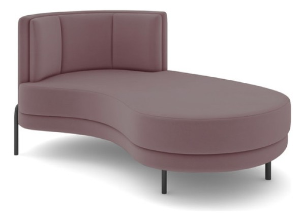 Chaise Longue Divã 164cm Braço Esquerdo Logus D06 Veludo Rosê - Mpozenato