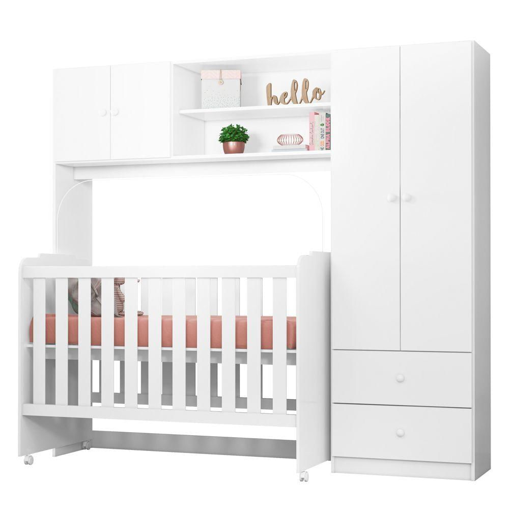Quarto De Bebê Conjugado Belle E Berço Amour P14 Branco - Mpozenato