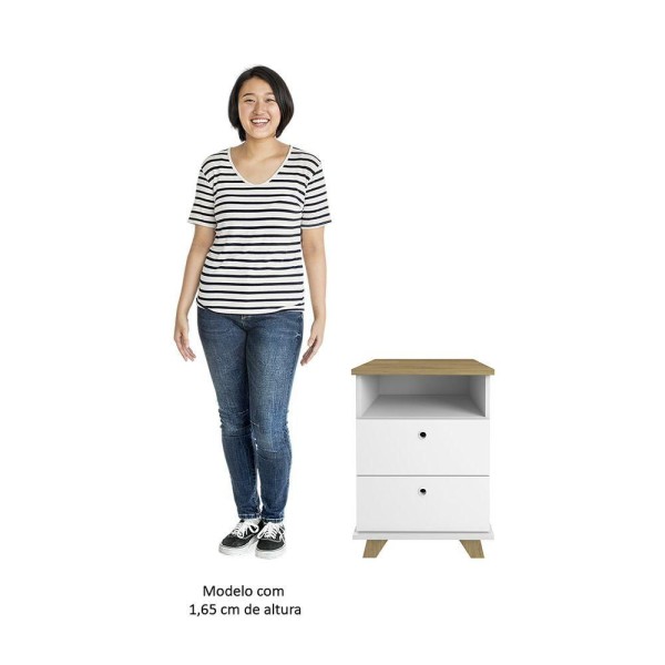 Encontraproduto.com.br - Mesa Escrivaninha em L Golden e Gaveteiro 2 Gavetas May A06 Olmo/Branco - Mpozenato