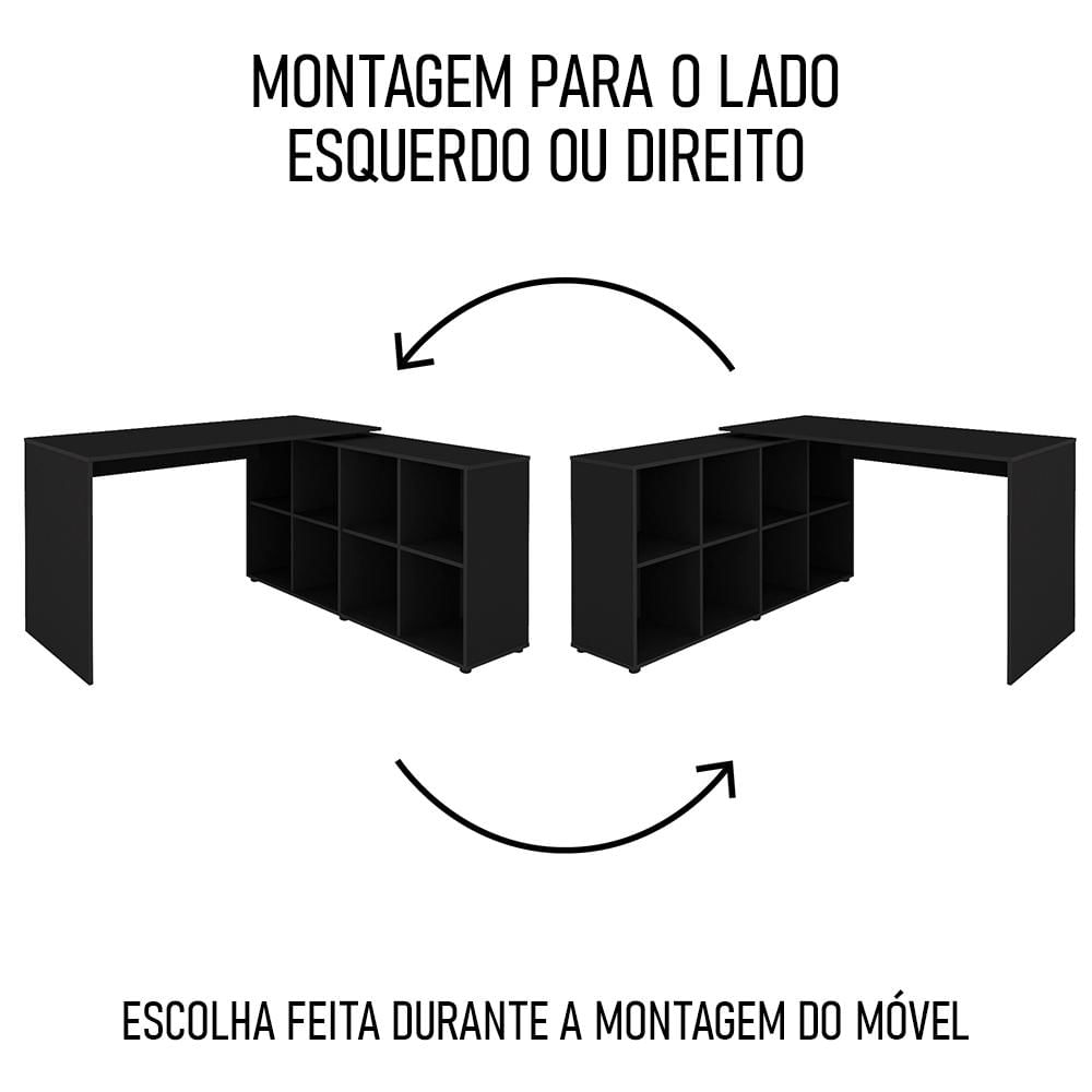 Encontraproduto.com.br - Mesa Escrivaninha em L Eron e Gaveteiro com Rodízios Mity A06 Preto - Mpozenato