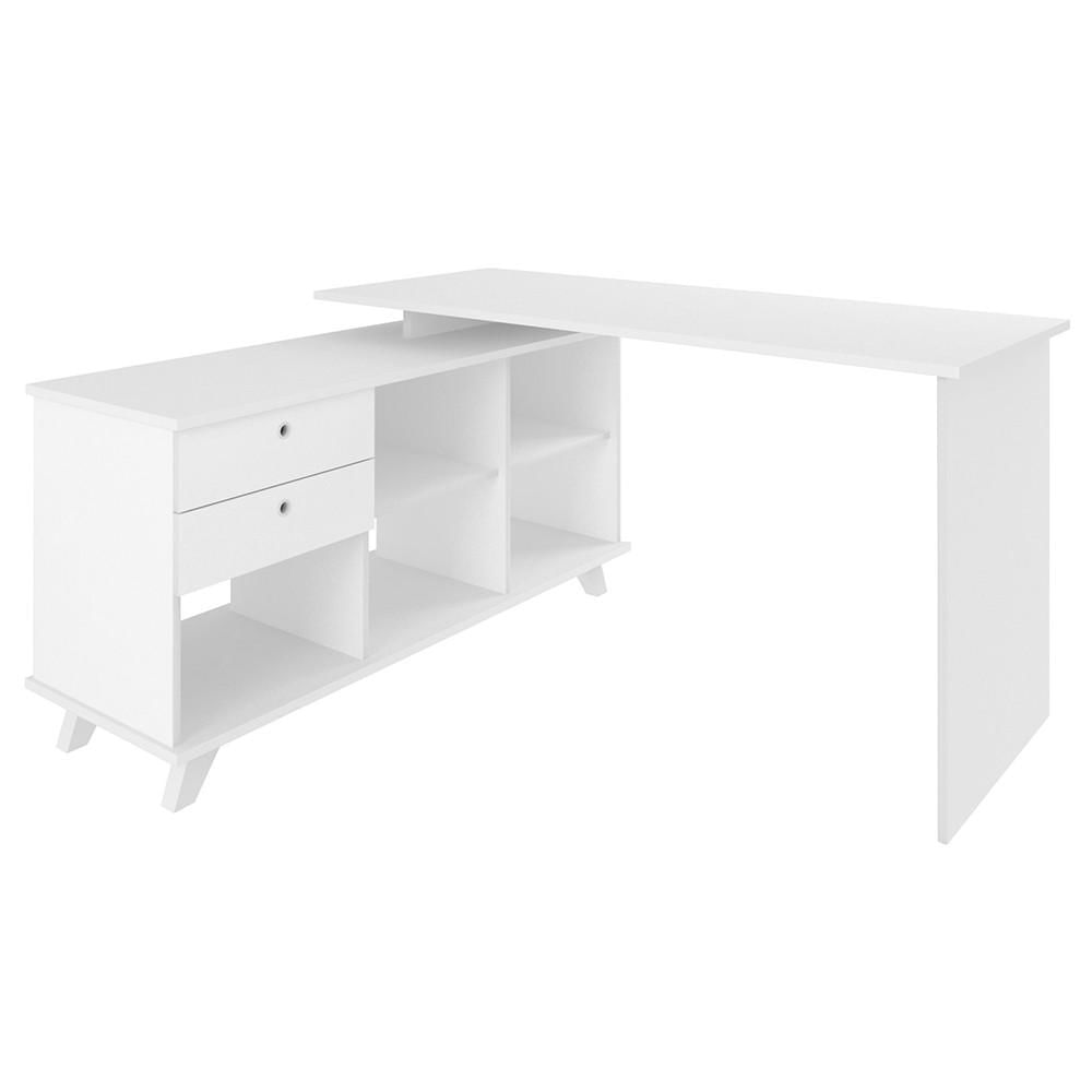 Encontraproduto.com.br - Mesa Escrivaninha em L Golden e Gaveteiro 3 Gavetas Nil A06 Branco - Mpozenato