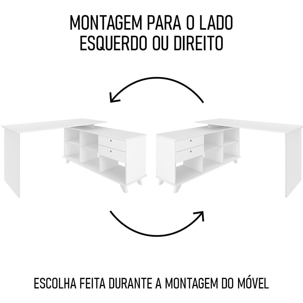 Encontraproduto.com.br - Mesa Escrivaninha em L Golden e Gaveteiro 3 Gavetas Nil A06 Branco - Mpozenato