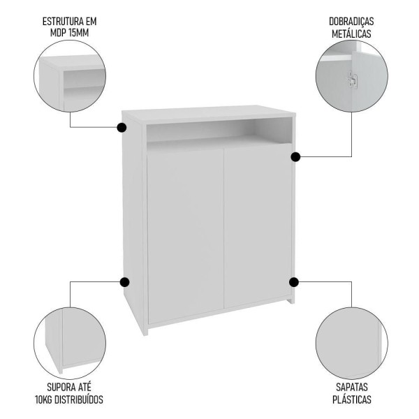 Encontraproduto.com.br - Conjunto Escritório Home Office 4 Peças Mity A06 Branco - Mpozenato