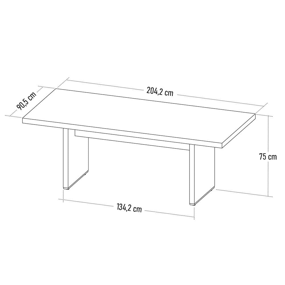 Encontraproduto.com.br - Kit 2 Mesas De Escritório Reunião 200cm Corp A06 Carvalho-branco - Mpozenato