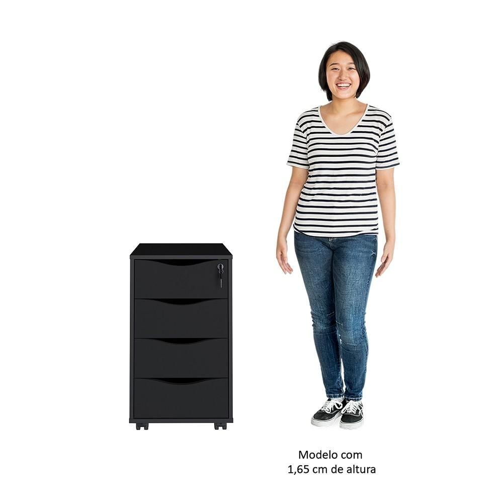 Encontraproduto.com.br - Mesa Escrivaninha Em L Eron E Gaveteiro Com Rodízios Mity A06 Ipê Preto Mpozenato