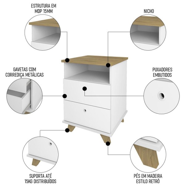 Encontraproduto.com.br - Conjunto Escritório Home Office 3 Peças Darte A06 Olmo-branco - Mpozenato