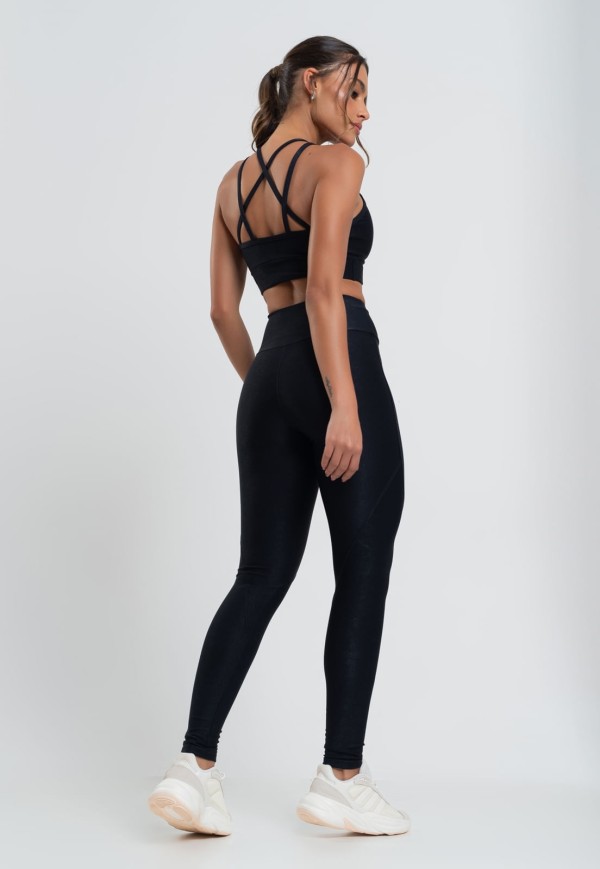 Encontraproduto.com.br - Calça Legging Suplex Wonder Gloss Com Recortes Preto Salvatore Fashion