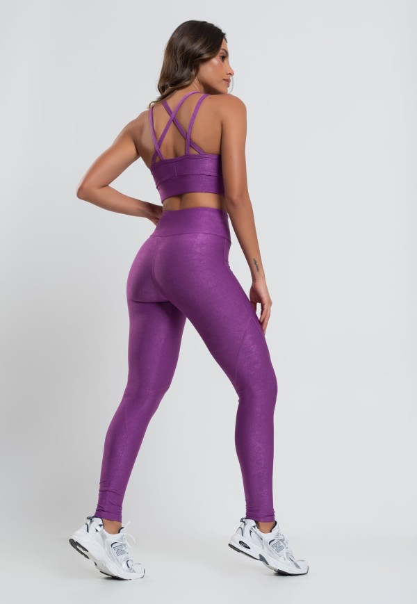 Encontraproduto.com.br - Top Suplex Wonder Gloss Decote Alto Com Tiras Roxo Salvatore Fashion