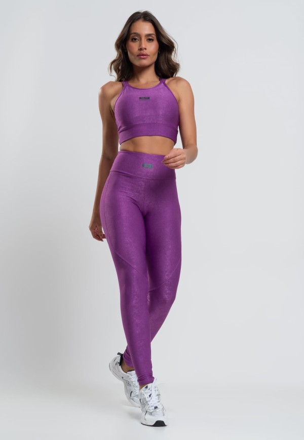 Encontraproduto.com.br - Top Suplex Wonder Gloss Decote Alto Com Tiras Roxo Salvatore Fashion