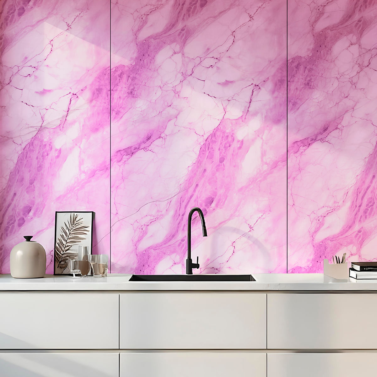 Encontraproduto.com.br - Painel De Mármore Adesivo Flexível Rosa 1,20 m x 3 Metros