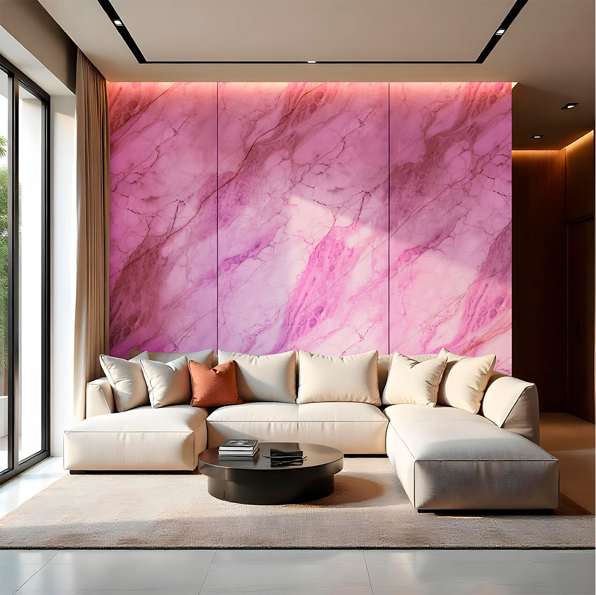 Encontraproduto.com.br - Painel De Mármore Adesivo Flexível Rosa 1,20 m x 3 Metros