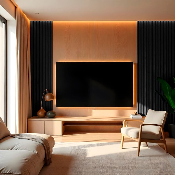 Painel Ripado Flexível Decorativo Amadeirado 10 cm x 5 Metros - Cor: Preto
