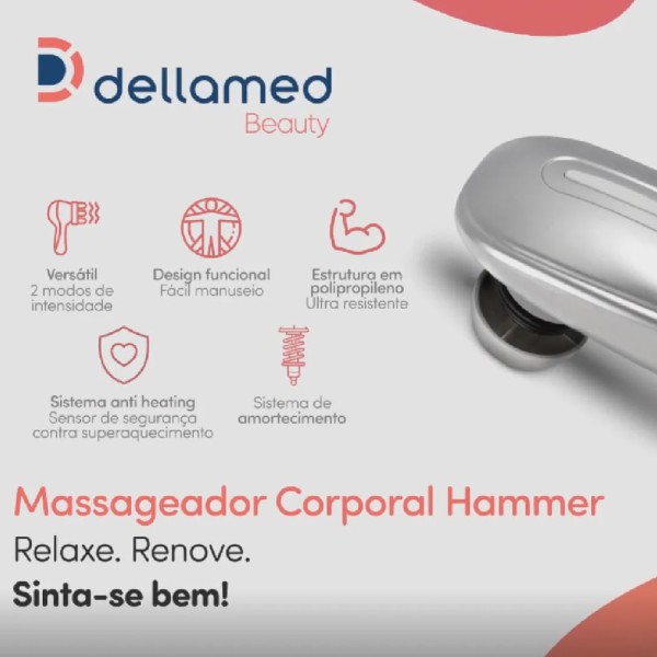 Encontraproduto.com.br - Massageador Corporal Hammer com 5 Discos Massageadores Dellamed 110V