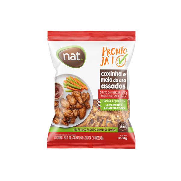 Coxinha Meio da Asa de Frango NAT Assada Iqf Embalagem 400g