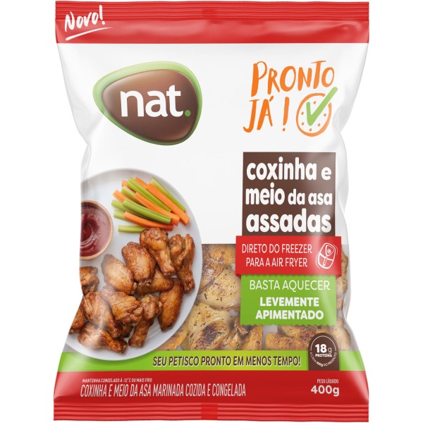 Coxinha Meio da Asa de Frango NAT Assada Iqf Embalagem 400g