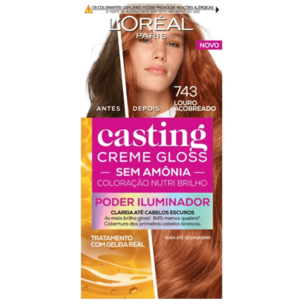 Encontraproduto.com.br - Tinta Casting Creme Gloss Loreal 743 Louro Acobreado Poder Iluminador