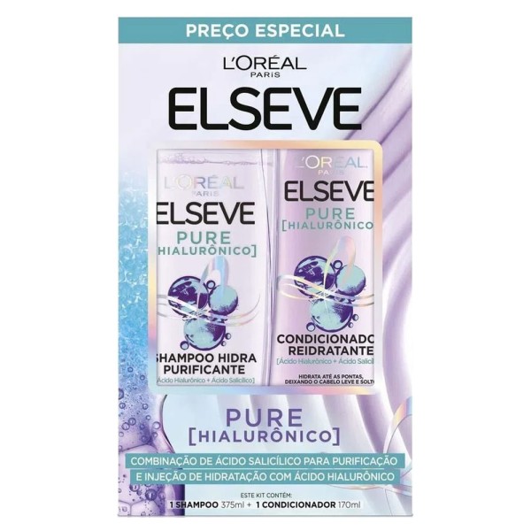 Encontraproduto.com.br - Kit Elseve Shampoo 375ml + Condicionador 170ml Pure Hialurônico