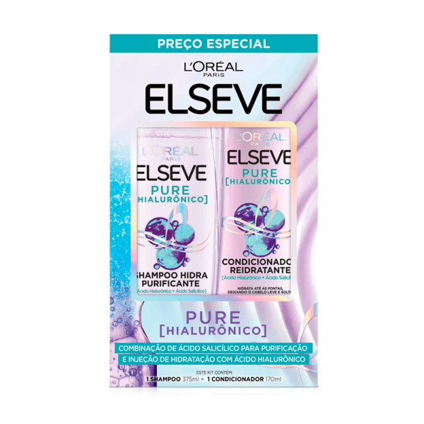 Encontraproduto.com.br - Kit Elseve Shampoo 375ml + Condicionador 170ml Pure Hialurônico