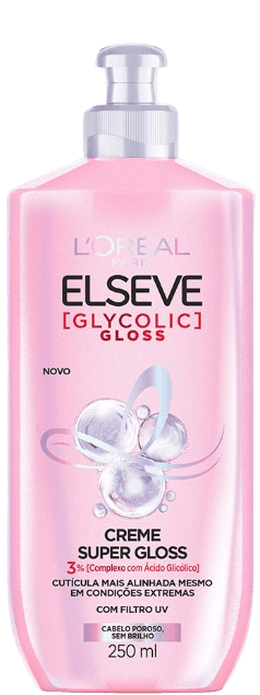 Encontraproduto.com.br - Creme para Pentear Super Gloss com Filtro UV Loréal Paris Elseve Glycolic Gloss Frasco 250ml