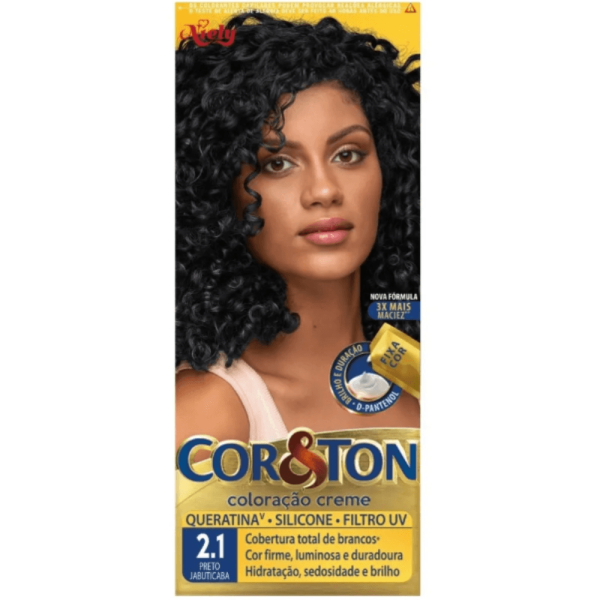 Encontraproduto.com.br - Tintura Cor&Ton Kit Creme Preto Jabuticaba 2 1