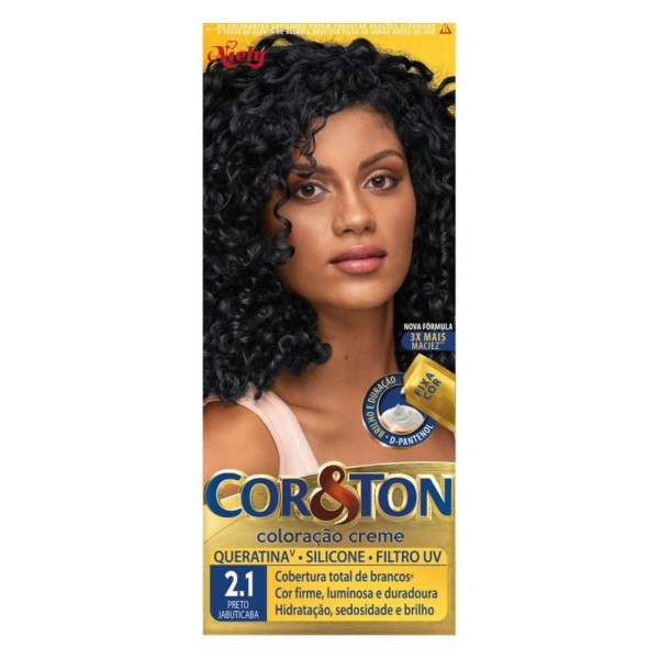 Encontraproduto.com.br - Tintura Cor&Ton Kit Creme Preto Jabuticaba 2 1