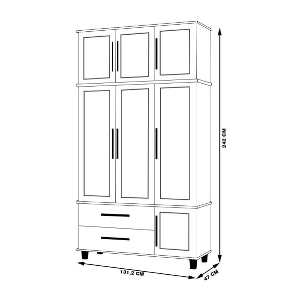 Encontraproduto.com.br - Roupeiro Decorativo 3 Portas Antony Mdf E Mdp Imbuia