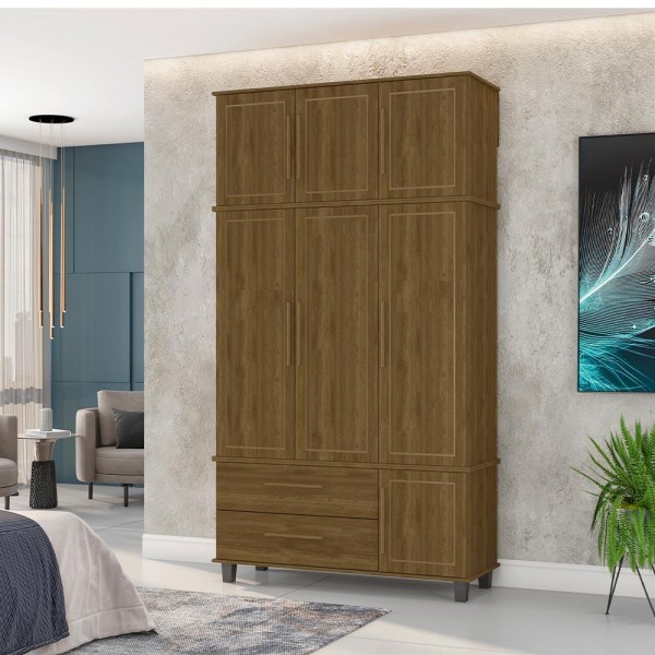 Encontraproduto.com.br - Roupeiro Decorativo 3 Portas Antony Mdf E Mdp Imbuia