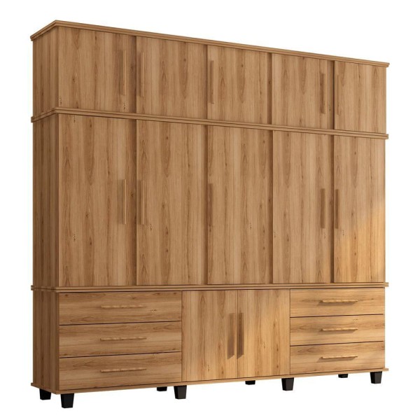Roupeiro Decorativo 5 Portas Mdf E Mdp Nature