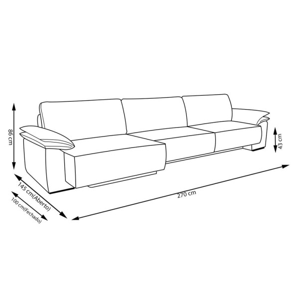 Encontraproduto.com.br - Sofá 3 Lugares Sala de Estar 270cm Zaya Linho Off White G05 - Gran Belo