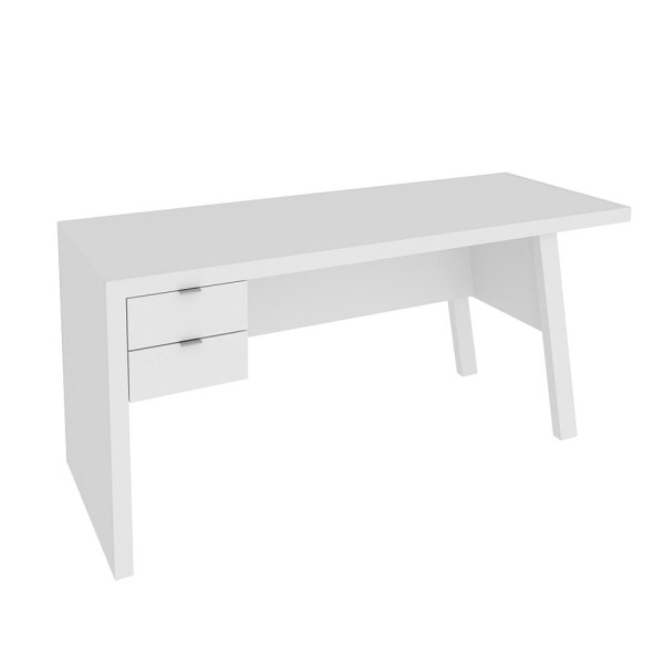 Mesa com 2 Gavetas para Escritório Home Office ME4122 MDP Branco G69 - Gran Belo