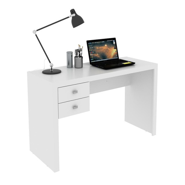 Encontraproduto.com.br - Mesa com 2 Gavetas para Escritório Home Office ME4123 MDP Branco G69 - Gran Belo