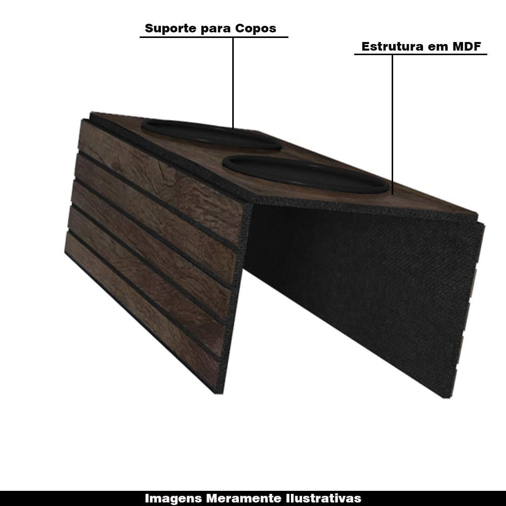 Encontraproduto.com.br - Kit 08 Esteiras Bandeja Com Suporte Para Copos Para Sofá MDF Tabaco - Gran Belo