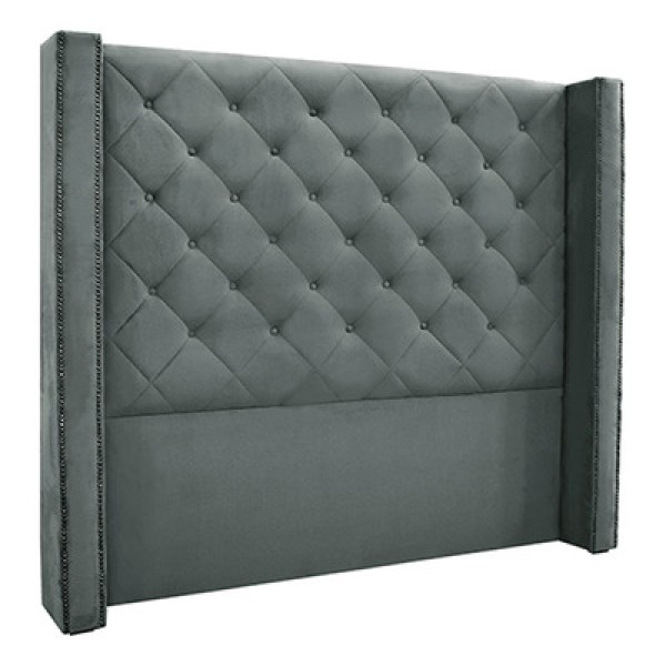 Cabeceira Decorativa Casal 1,64M Loewe Veludo Cinza - Gran Belo