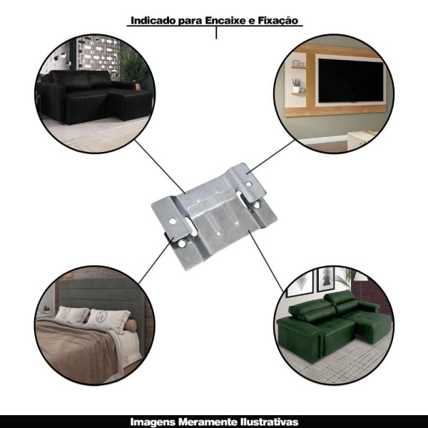 Encontraproduto.com.br - 11 Pares de Conector de Encaixe para Móveis Sofá Cabeceira Painel Zincado G59