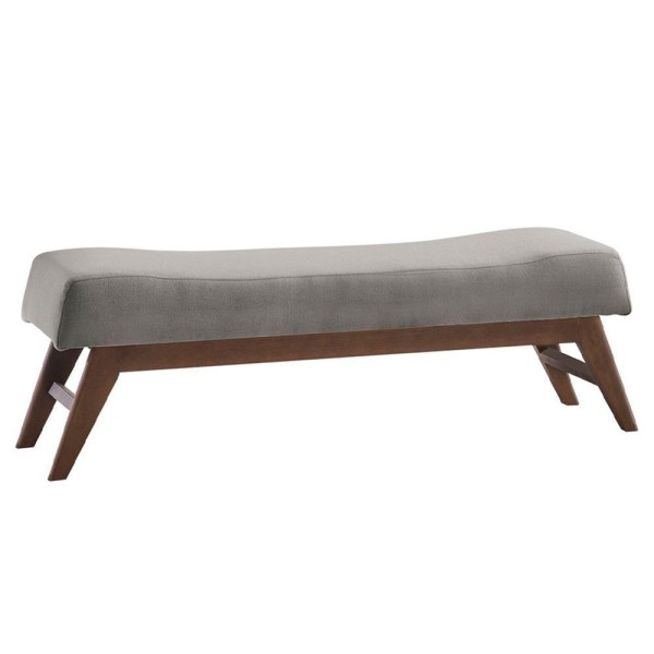 Recamier Decorativo 140cm Lionel Linho Pés Madeira Cinza/Imbúia G62 - Gran Belo