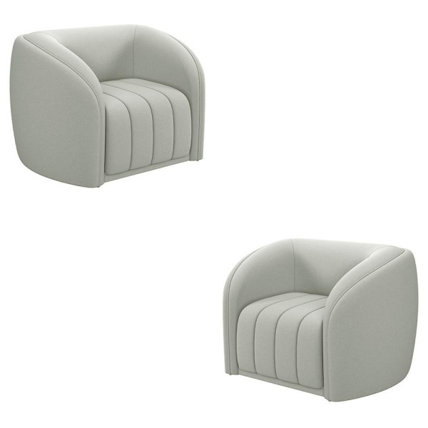Kit 2 Poltronas Decorativas Sala De Estar Adam Veludo Cinza Claro G45 - Gran Belo
