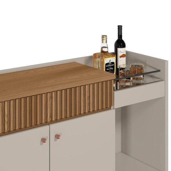 Encontraproduto.com.br - Buffet Aparador Decorativo Modric Detalhe Ripado 133Cm Amêndoa/Off White G77