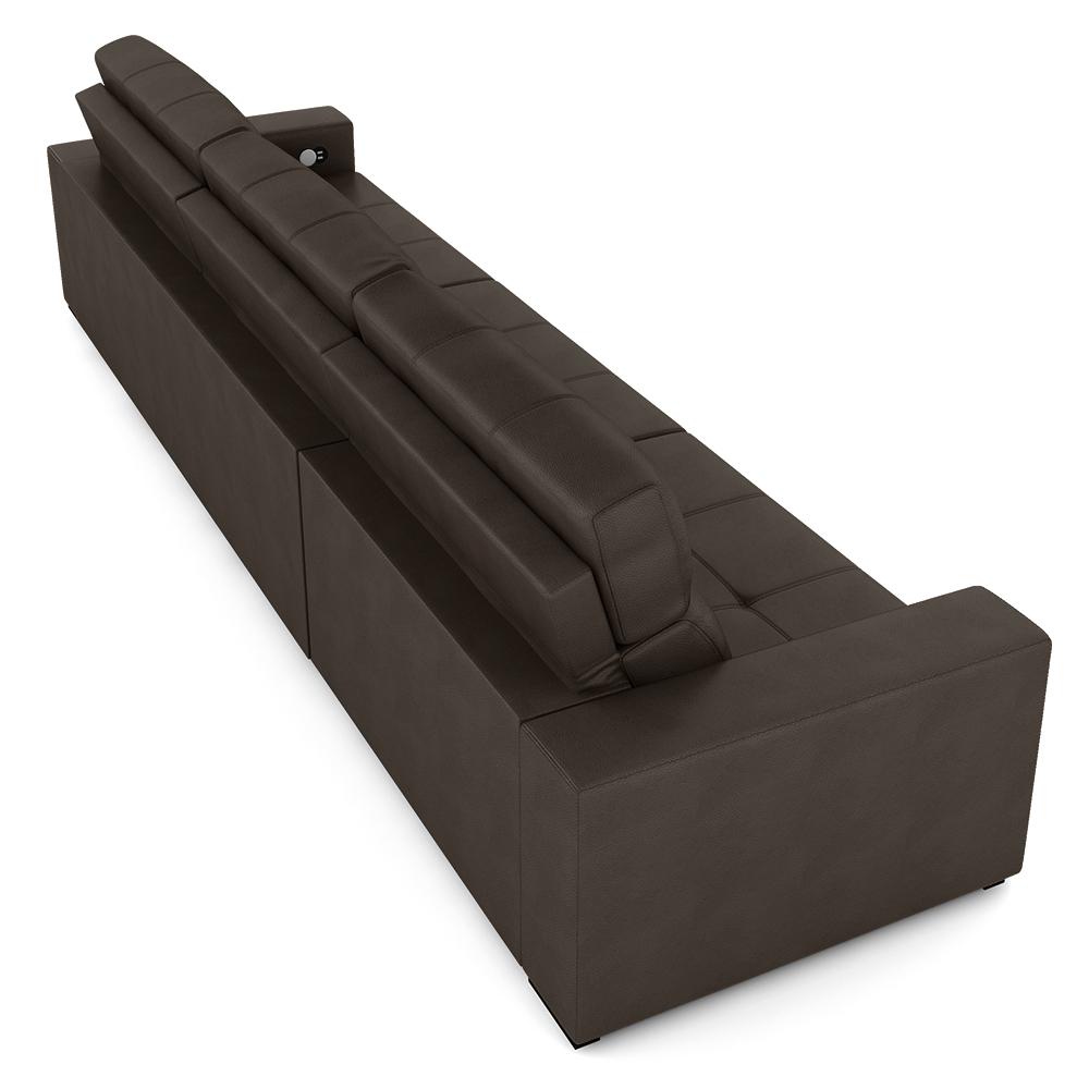 Encontraproduto.com.br - Sofá Retrátil 5 Lugares 374cm 3 Módulos Nero com USB Couro Marrom G52 - Gran Belo