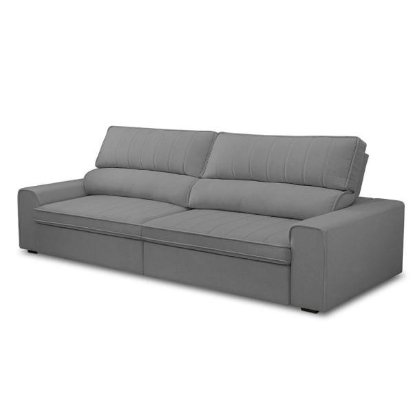 Sofá Retrátil E Reclinável 4 Lugares 250cm Rojas Veludo Cinza G22 - Gran Belo