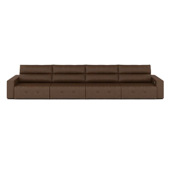 Encontraproduto.com.br - Sofá Retrátil 8 Lugares 524cm 4 Módulos Nero com USB Couro Manchado G52 - Gran Belo