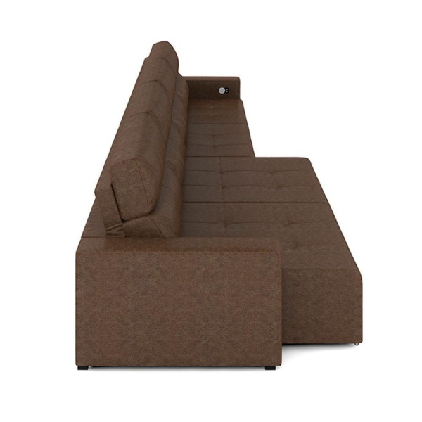 Encontraproduto.com.br - Sofá Retrátil 8 Lugares 524cm 4 Módulos Nero com USB Couro Manchado G52 - Gran Belo