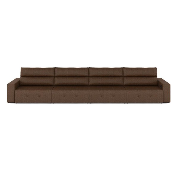 Encontraproduto.com.br - Sofá Retrátil 8 Lugares 524cm 4 Módulos Nero com USB Couro Manchado G52 - Gran Belo