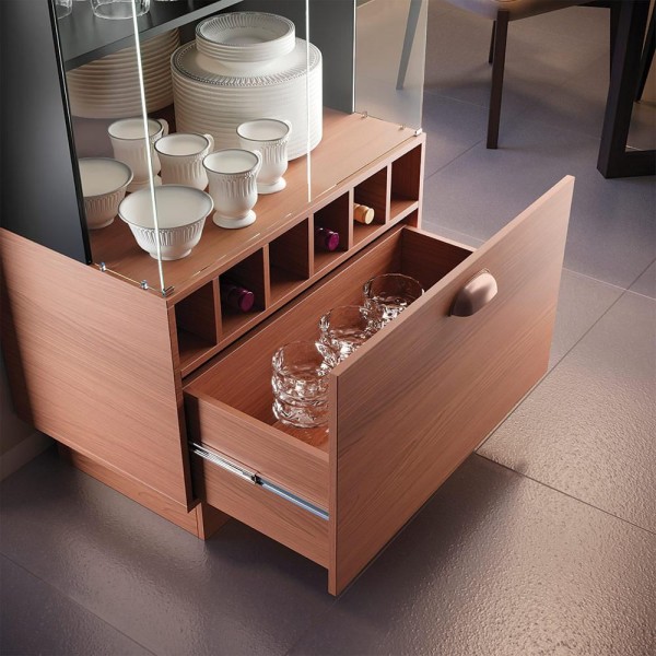 Encontraproduto.com.br - Conjunto Cristaleira e Buffet Aparador Decorativo Peggy/Noeli Preto/Nature G26 - Gran Belo