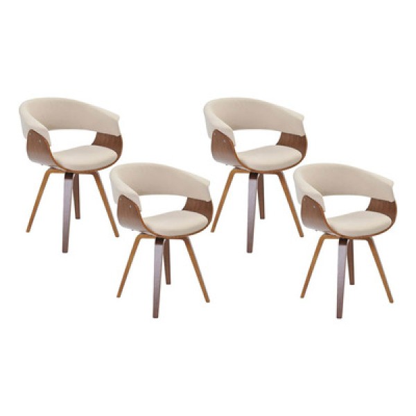 Kit 04 Cadeiras Decorativas para Sala de Jantar Ohana Fixa Linho Bege G56 - Gran Belo