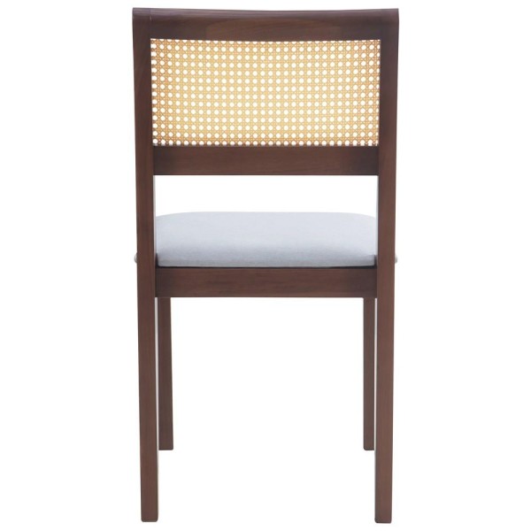 Encontraproduto.com.br - Kit 2 Cadeiras Madeira Nivea Rattan Linho Cinza/amêndoa