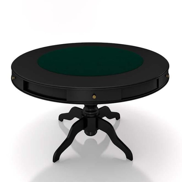 Encontraproduto.com.br - Mesa de Jogos Carteado 6 Lugares Bellagio com Gavetas e Tampo Reversível com Tecido Preto/Verde G42 - Gran Belo