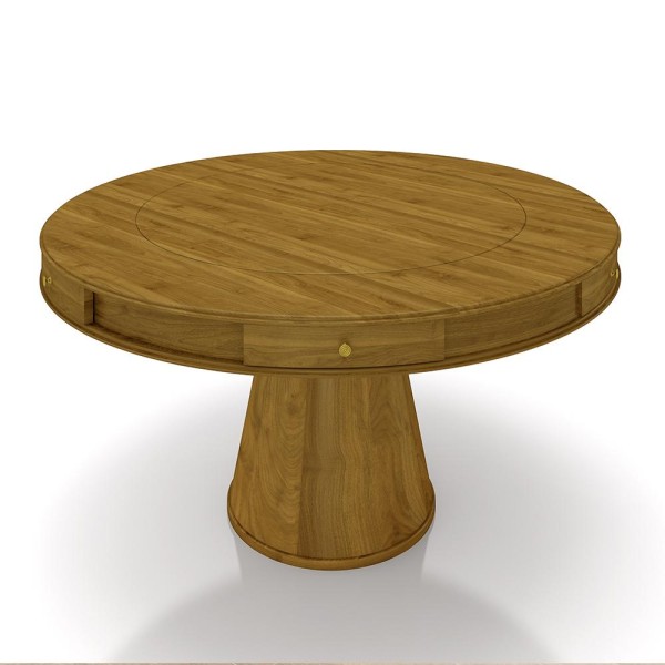 Encontraproduto.com.br - Mesa de Jogos Carteado 6 Lugares Bellagio com Gavetas e Tampo Reversível Base Cone com Tecido Mel/Verde G42 - Gran Belo