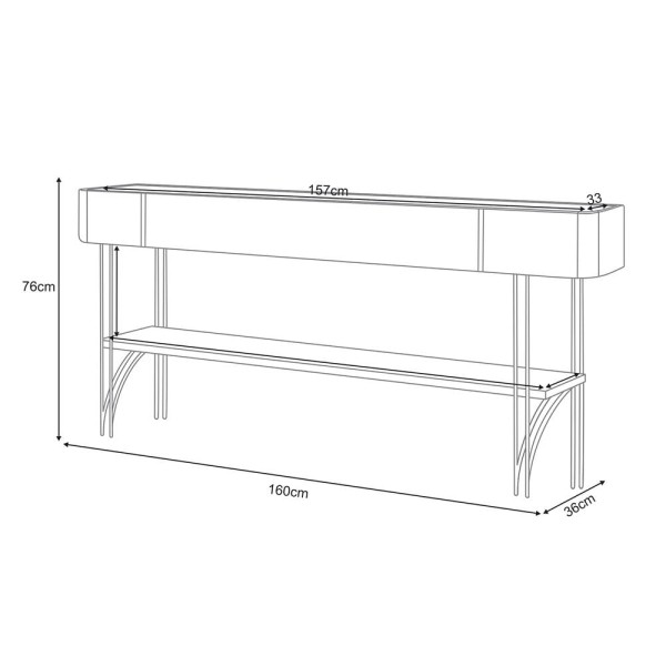 Encontraproduto.com.br - Aparador Decorativo Rennes MDP/MDF Pés de Aço Off White/Cinamomo G26 - Gran Belo