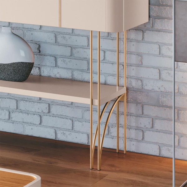 Encontraproduto.com.br - Aparador Decorativo Rennes MDP/MDF Pés de Aço Off White/Cinamomo G26 - Gran Belo