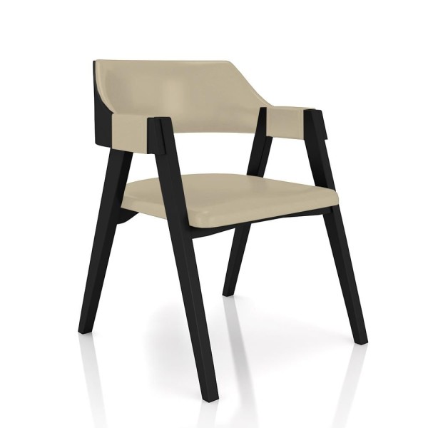Encontraproduto.com.br - Conjunto Mesa de Jogos Carteado Bellagio Tampo Reversível e 6 Cadeiras Madeira Poker Base Estrela PU Bege/Preto G42 - Gran Belo